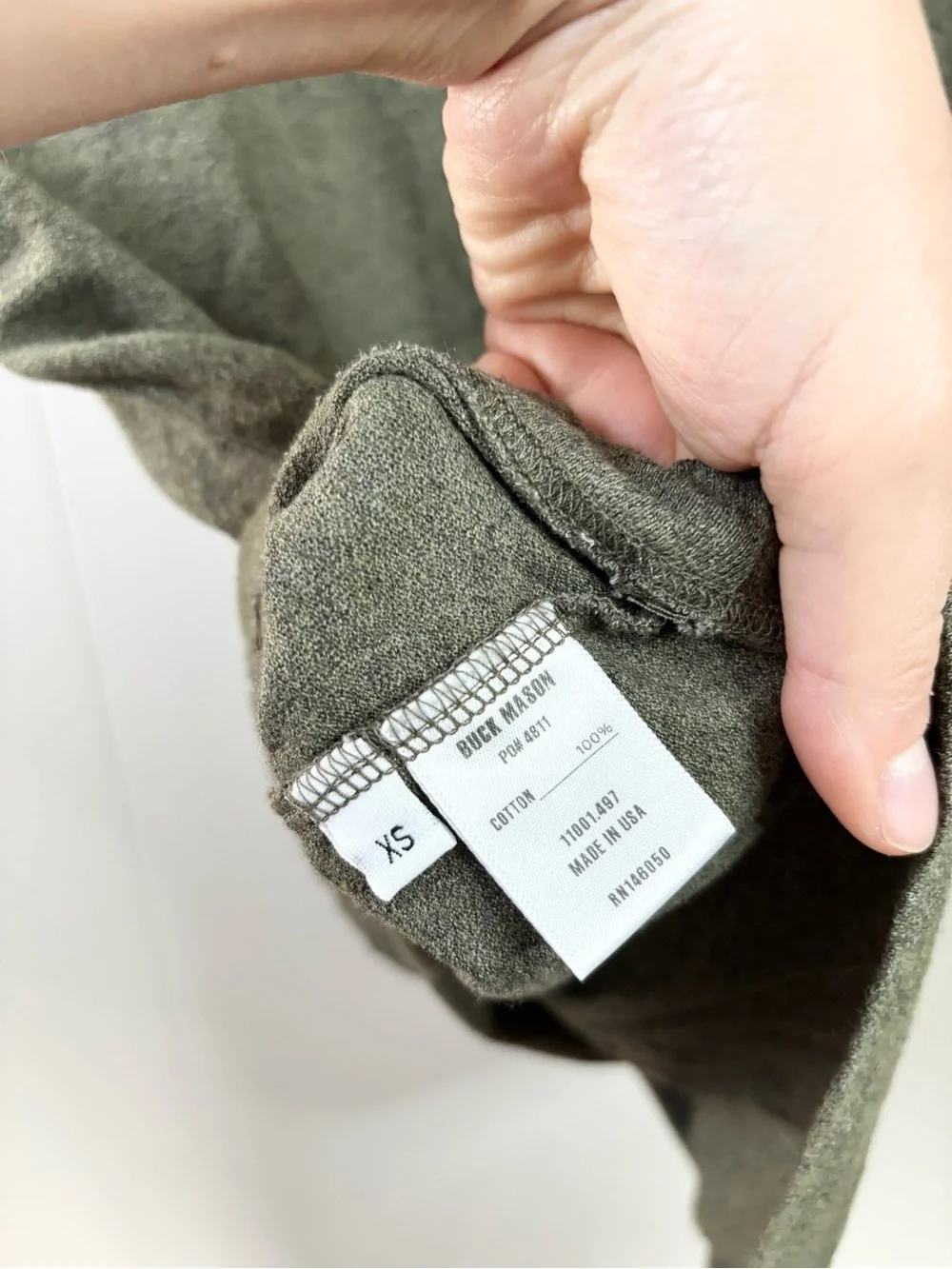 Buck Mason men’s heathered green cotton short sleeve toughknit tee shirt size XS